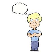 cartoon happy man with thought bubble N477