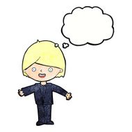 cartoon happy man with thought bubble N478
