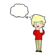 cartoon friendly man with thought bubble N20