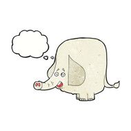 cartoon happy elephant with thought bubble N12