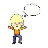 cartoon happy man with beard thought bubble N41