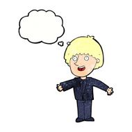 cartoon happy man with thought bubble N479