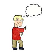 cartoon happy man with thought bubble N480