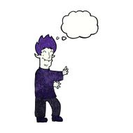 cartoon excited vampire with thought bubble N11