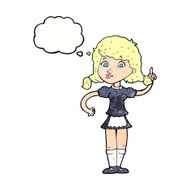 cartoon pretty maid woman with thought bubble N10