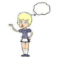 cartoon waitress with thought bubble N32