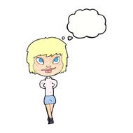 cartoon happy woman with thought bubble N270