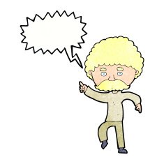 cartoon seventies style man disco dancing with speech bubble N11