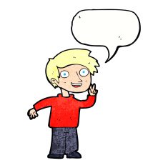 cartoon boy posing for photo with speech bubble N10