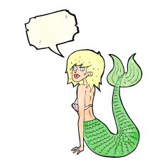 cartoon mermaid with speech bubble N69