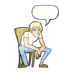 cartoon dejected man with speech bubble N9