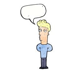 cartoon bored man with speech bubble N43