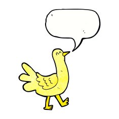 cartoon walking bird with speech bubble N20