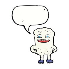 cartoon happy tooth with speech bubble N40