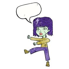 cartoon zombie girl with speech bubble N17