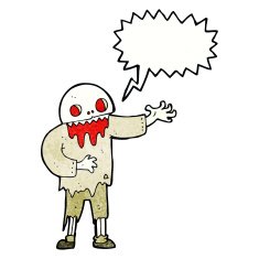 cartoon spooky zombie with speech bubble N11