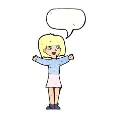 cartoon excited woman with speech bubble N137