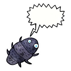 cartoon bug with speech bubble N36