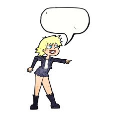 cartoon woman pointing with speech bubble N224