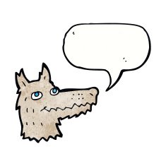 cartoon wolf head with speech bubble N30