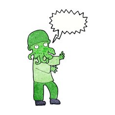 cartoon monster man with speech bubble N11