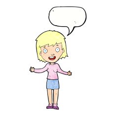 cartoon excited woman with speech bubble N139