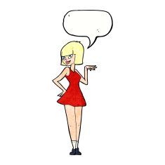 cartoon pretty woman with speech bubble N287