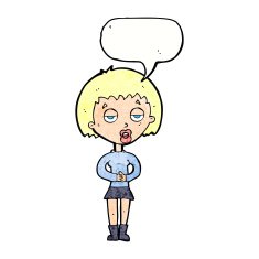 cartoon bored woman waiting with speech bubble N11