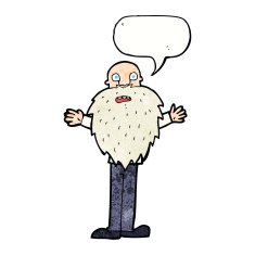 cartoon bearded old man with speech bubble N41