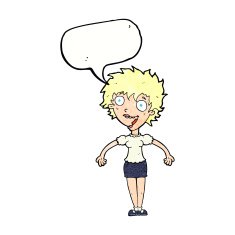 cartoon excited woman with speech bubble N140