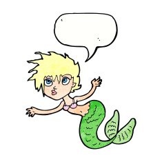 cartoon mermaid with speech bubble N71