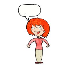 cartoon excited woman with speech bubble N142