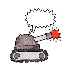 cartoon tank with speech bubble N3