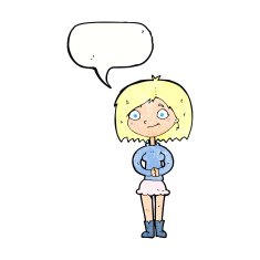 cartoon happy woman with speech bubble N268