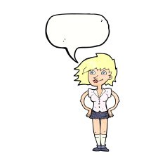 cartoon woman with hands on hips speech bubble N226