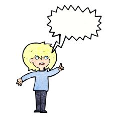 cartoon woman asking question with speech bubble N32