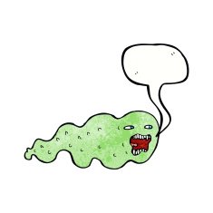 cartoon ghost with speech bubble N25