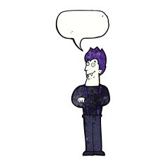 cartoon happy vampire with speech bubble N42