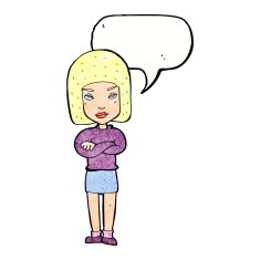 cartoon woman with crossed arms speech bubble N53