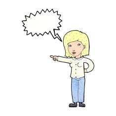 cartoon woman pointing with speech bubble N226