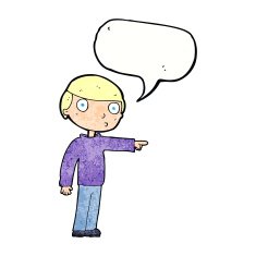 cartoon man pointing with speech bubble N202