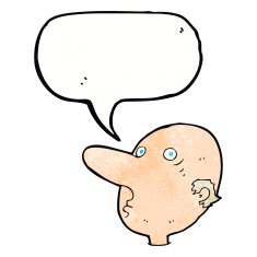 cartoon balding man with speech bubble N20