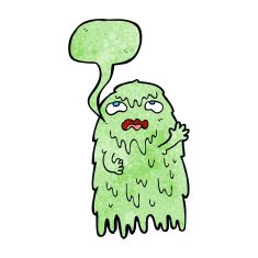 gross cartoon ghost with speech bubble N25