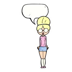 cartoon librarian woman with speech bubble N11