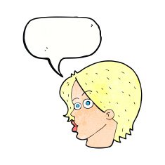 cartoon female face with speech bubble N163
