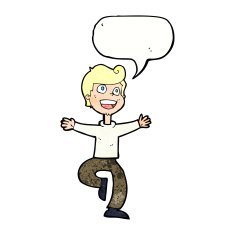 cartoon excited boy with speech bubble N152