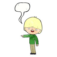 cartoon man pointing with speech bubble N204