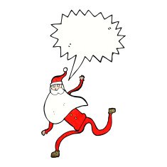 cartoon running santa with speech bubble N13