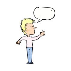 cartoon dismissive man with speech bubble N10