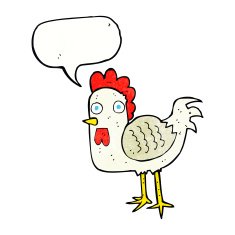 cartoon chicken with speech bubble N20